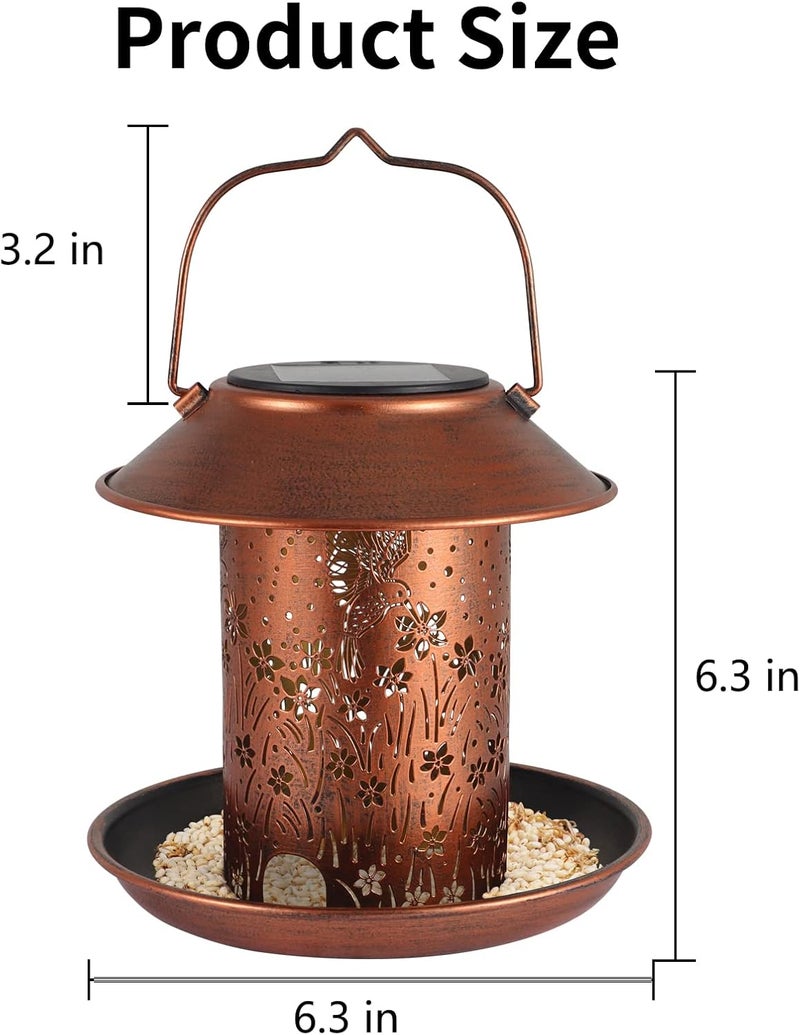 Tepaken Bird Feeders for Outdoors Hummingbird Solar Lanterns Outdoor Waterproof Garden Decor Gifts for Women Mom Grandma Metal Solar Decoration Outside LED Lanterns for Yard, Patio, Lawn, Pathway(2 Pack) - Image 3